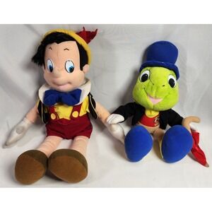vintage 1992 Disney Mattel‎ PINOCCHIO and JIMINY CRICKET plush stuffed figure